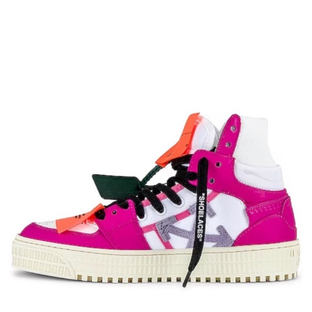 Off-White Pink High-Top Sneakers - Picture 2 of 6